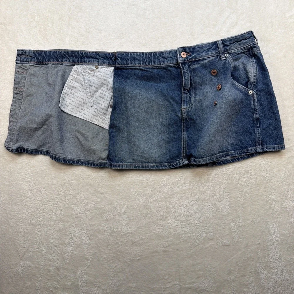Free People We The Free Denim Mini Skirt‎ Women's 29 Button Front Y2K Boho